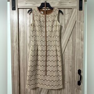 Anne Klein Beige and Brown Midi Dress